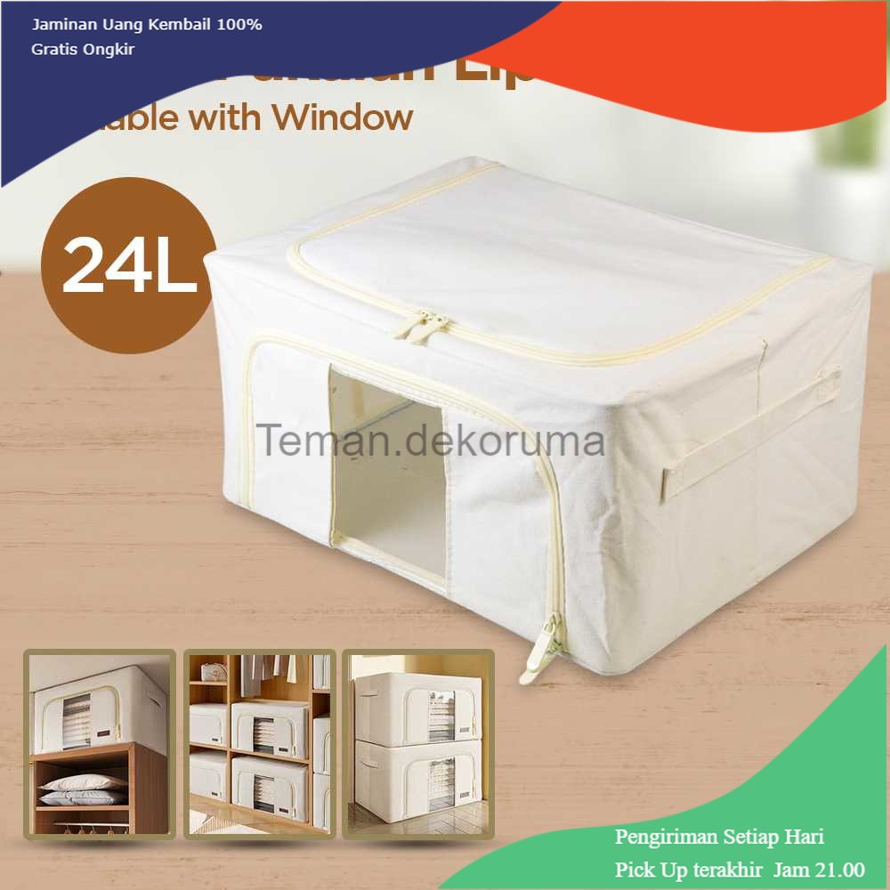 TD- TMP Joybos Kotak Pakaian Lipat Organizer Box Foldable 24L with Window - JB-24L