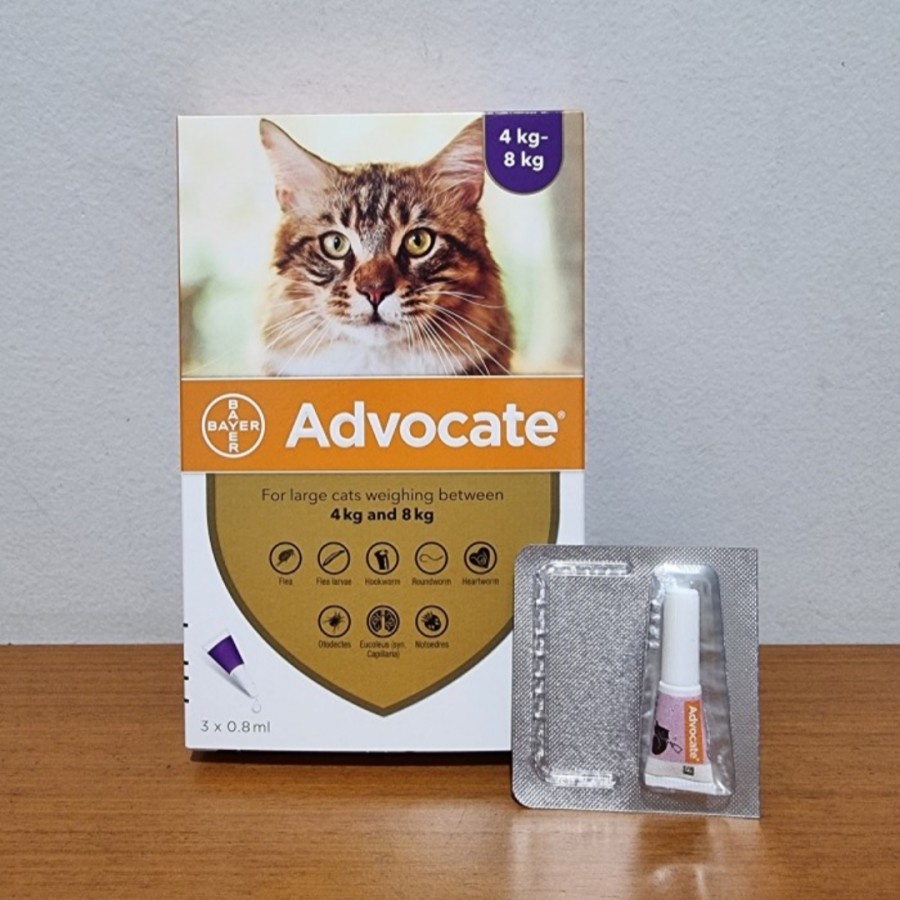 ADVOCATE CAT-OBAT KUTU-CACING TETES KUCING - berat 4-8kg -PER PIPET