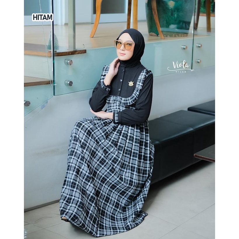 Syafira Dress Original Viola Hijab/ Dress Motif Terbaru