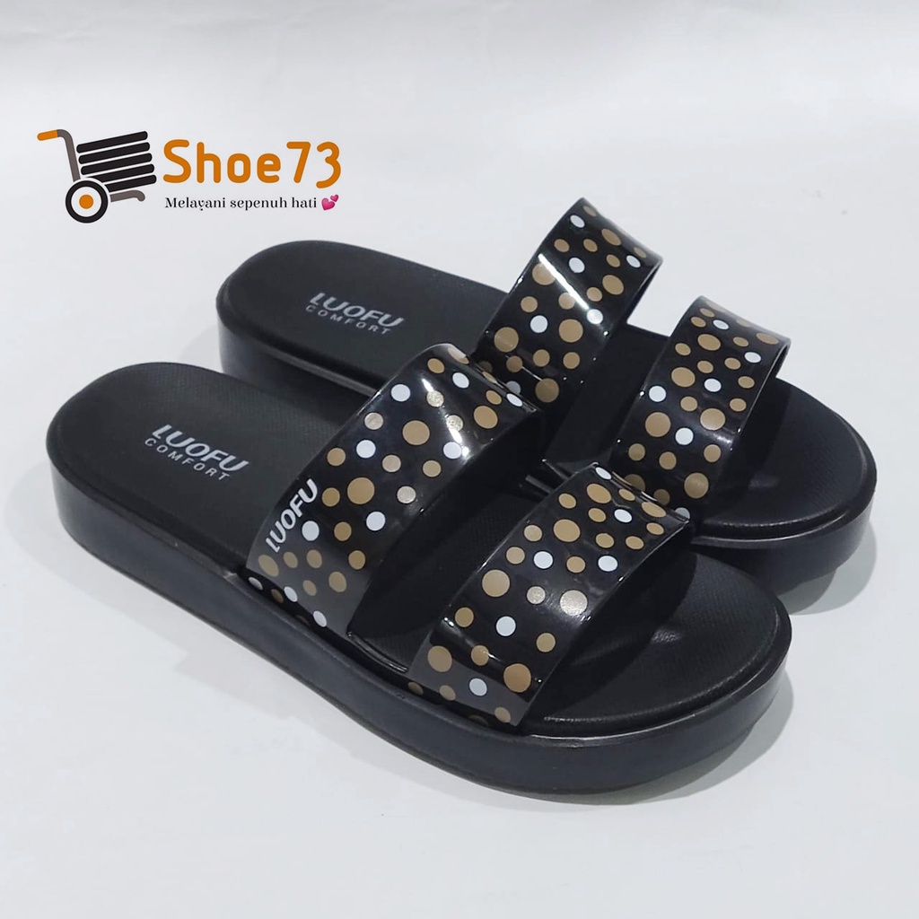 LUOFU E 7199 A1S-B60 NEW SIZE 36-40 ORIGINAL l Sandal Selop ban 2 jelly wanita l Sendal kokop cewek impor