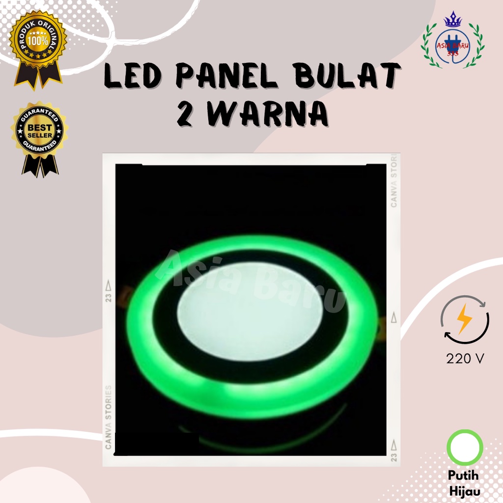 LED Panel Bulat 2 Warna - Putih Hijau