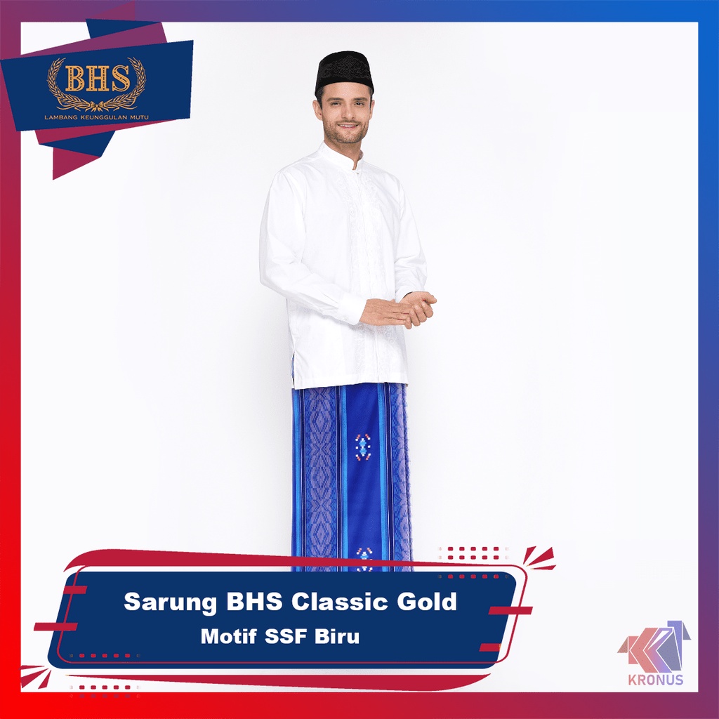 Sarung BHS Classic Gold Motif SSF Biru