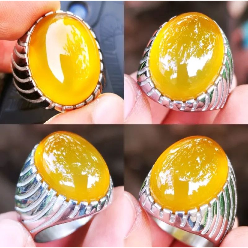 Cincin Batu Akik Asli Cempaka Yellow Kristal