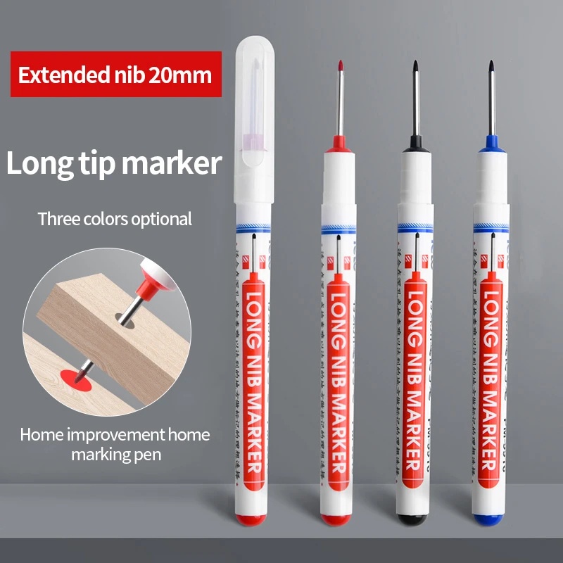 [Unggulan] 20 /21/32mm Memanjangkan Kepala Menandai Pen Cepat Kering Tahan Air Ubin Penanda Minyak Penanda Kepala Panjang Pulpen Penanda Lubang Dalam Serbaguna Alat Penanda Tukang Kayu