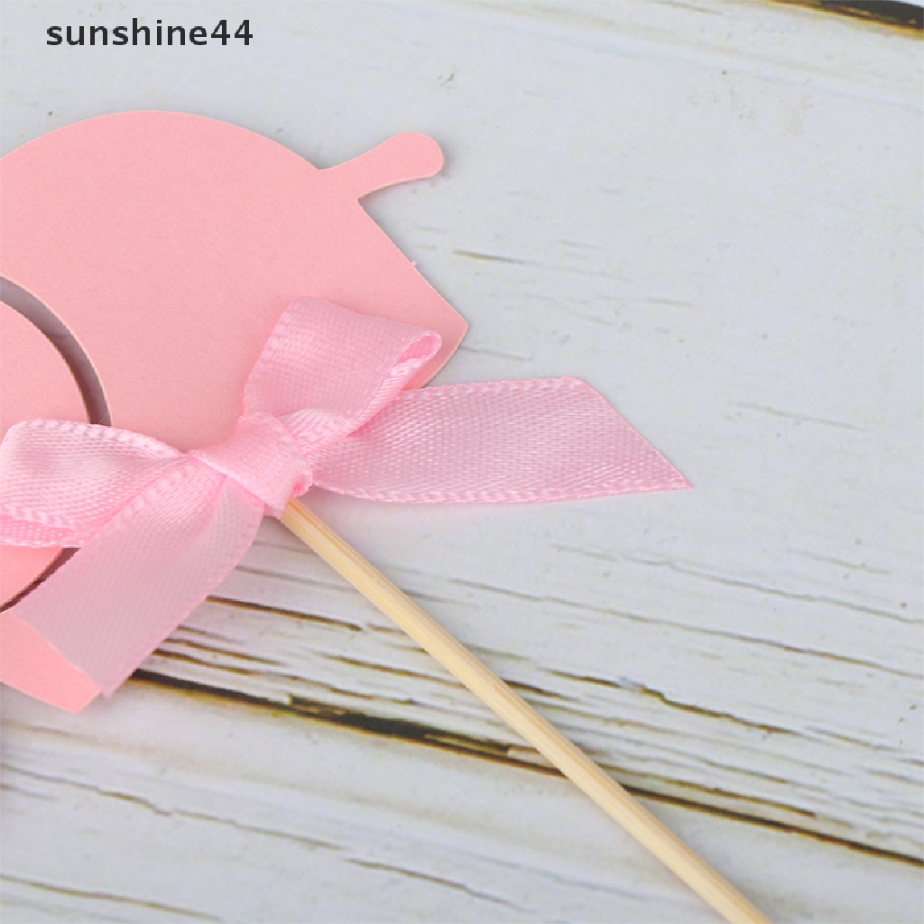 Sunshine 12Pcs Hiasan Kue Kartun Gajah Warna Biru &amp; Pink Untuk Dekorasi Pesta Baby Shower ID