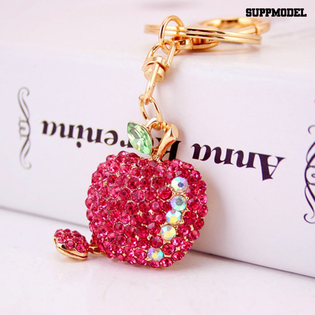 [SM] Fashion Lucu Berlian Imitasi Apple Keyring Alloy Gantungan Kunci Mobil Dompet Tas Dekorasi Hadiah