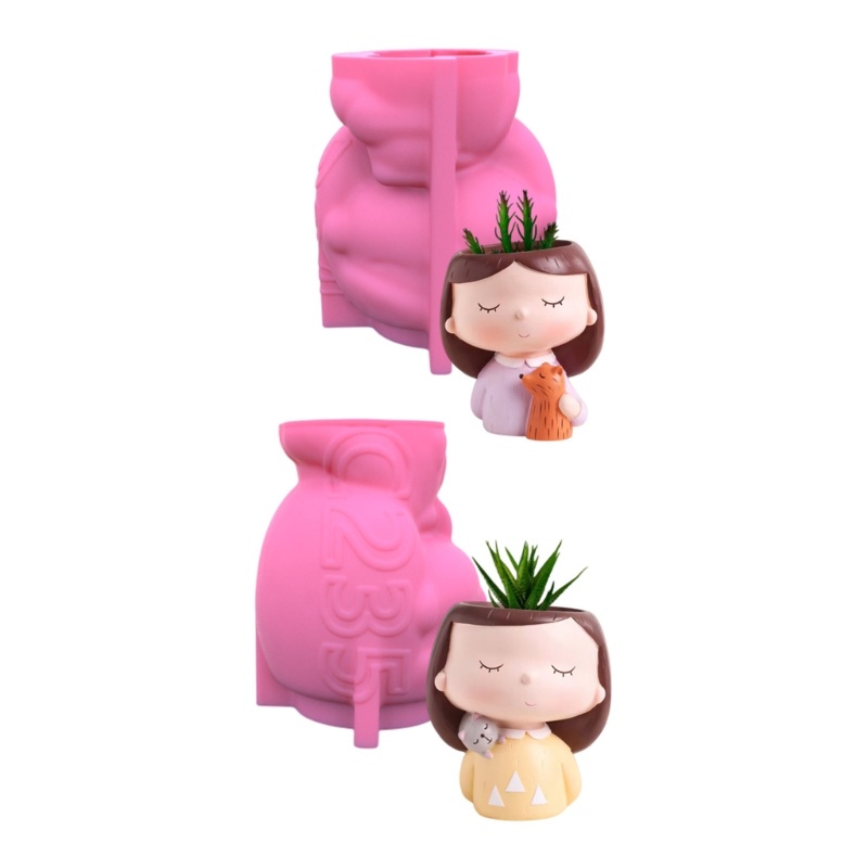 Siy Cetakan Pot Bunga Wajah Silikon DIY Succulent Planter Pot Mold Gypsum Clay Mold