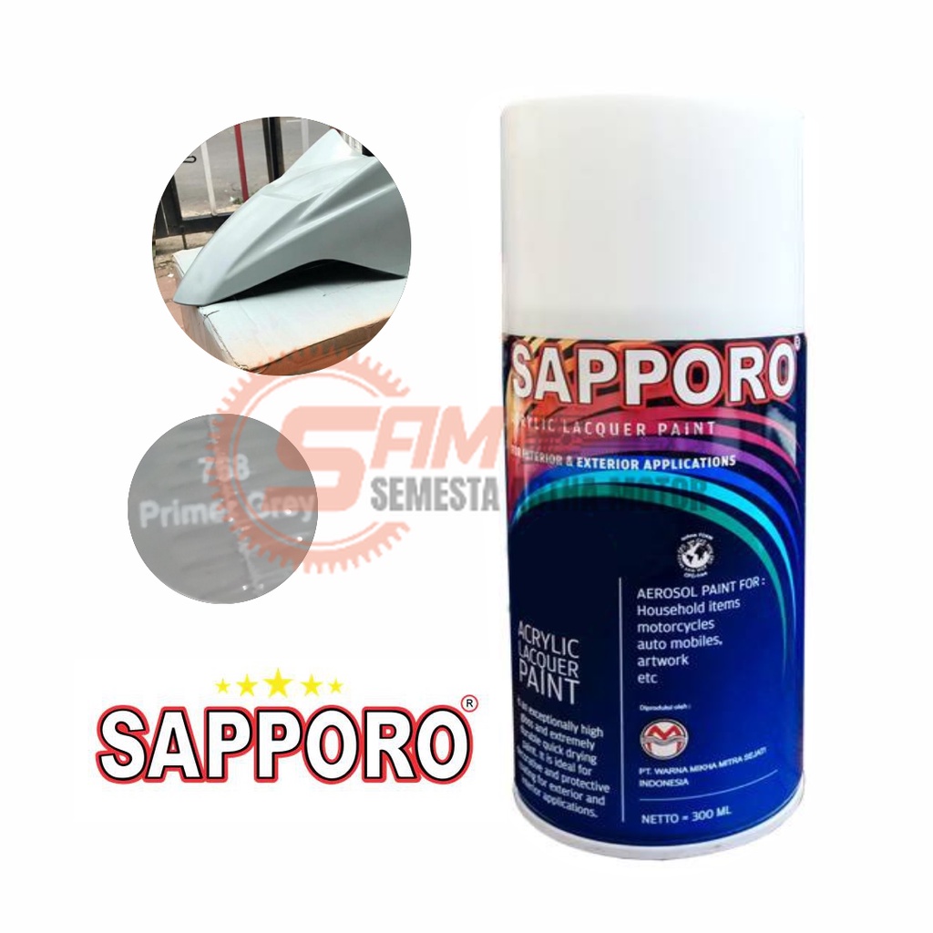 

Cat Semprot Sapporo 768 Primer Grey Colour Sparay Warna UnderCoat Epoxy Dasar Abu Pilox Pernis