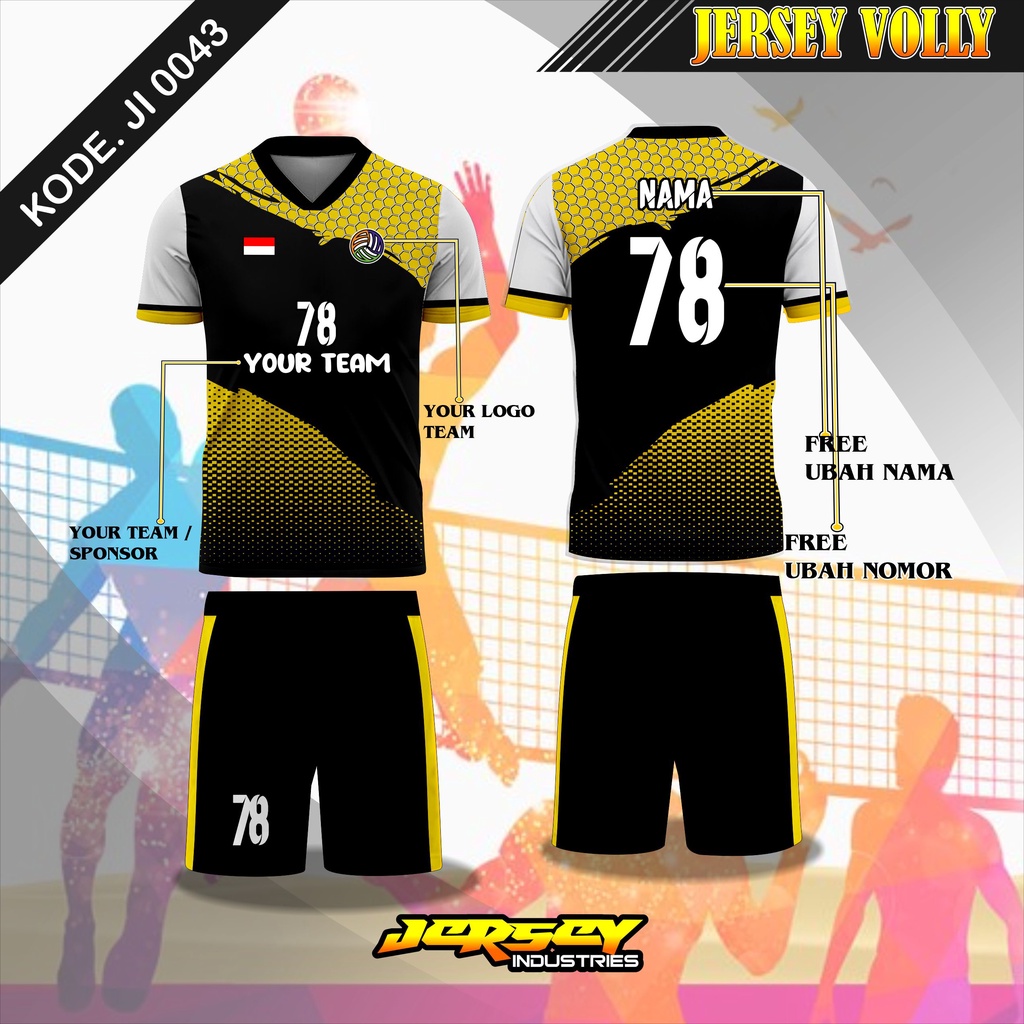 Jersey Olahraga Voli Desain Keren, Baju Jersey Team Voli Full Printing - Bisa Ubah Nama Dan Nomor, B