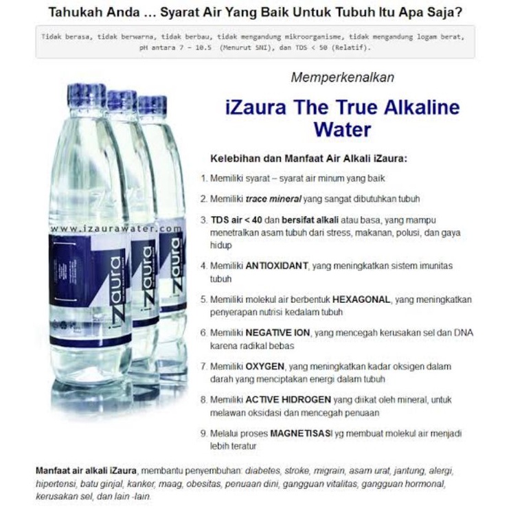

iZaura Air Alkaline | air kesembuhan segala penyakit 1 dos 125.000 @12.500
