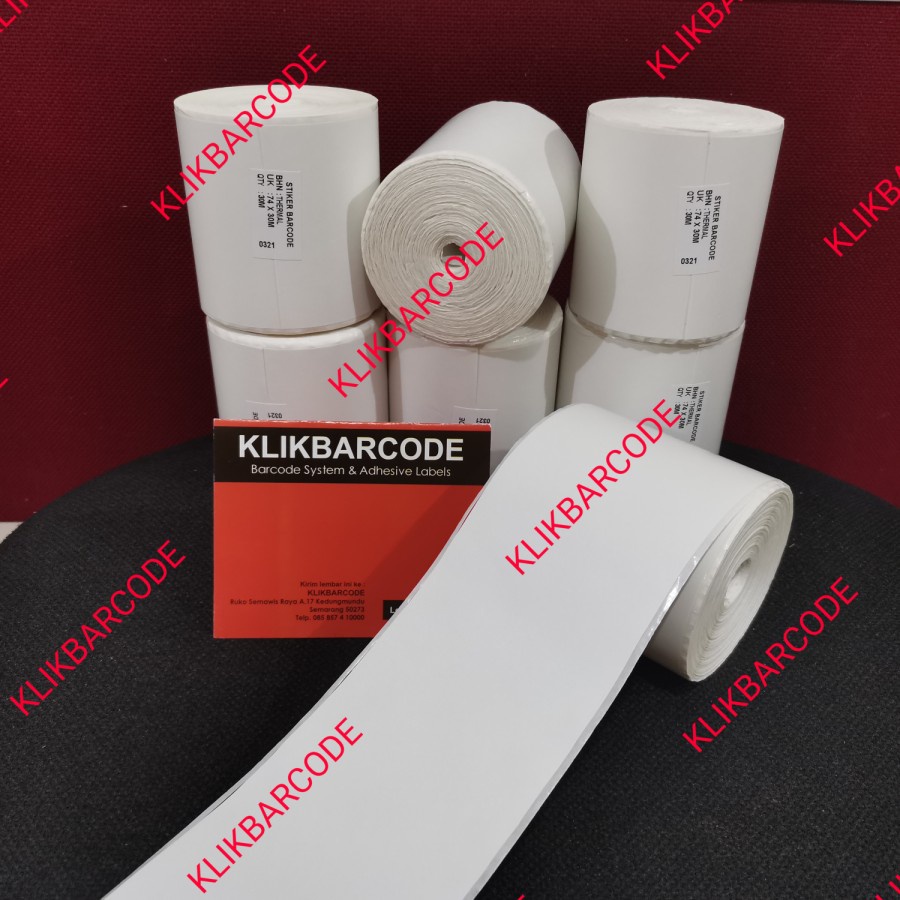 

MURAH LABEL BARCODE DIRECT THERMAL 80 X 30 METER ( 74 x 30mtr ) CONTINUOUS - CORELESS MURAH