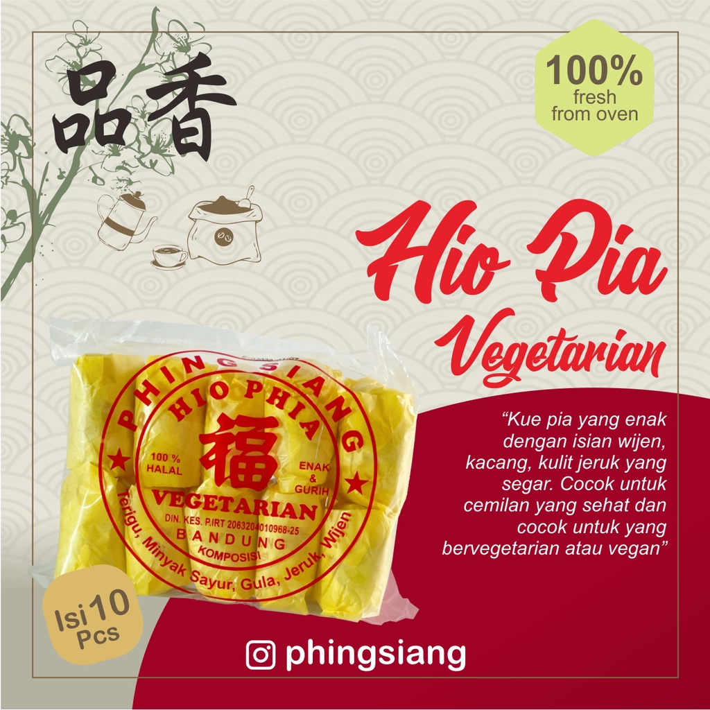 

RB22 PHING SIANG HIO PIA VEGETARIAN HALAL 10pcs/pack Kue Pia Bakpia Medan Bagan rasa kacang tanah