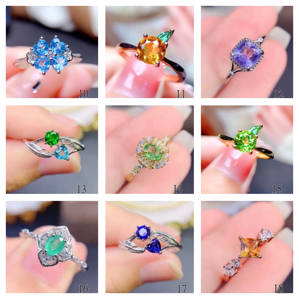 Goldkingdom Aksesoris Perhiasan Fashion Ready Stock Korea Selatan Baru Tidak Teratur Biru Laut Emerald Peridot Amethyst Dengan Berlian Cincin Kawin Yang Dapat Disesuaikan