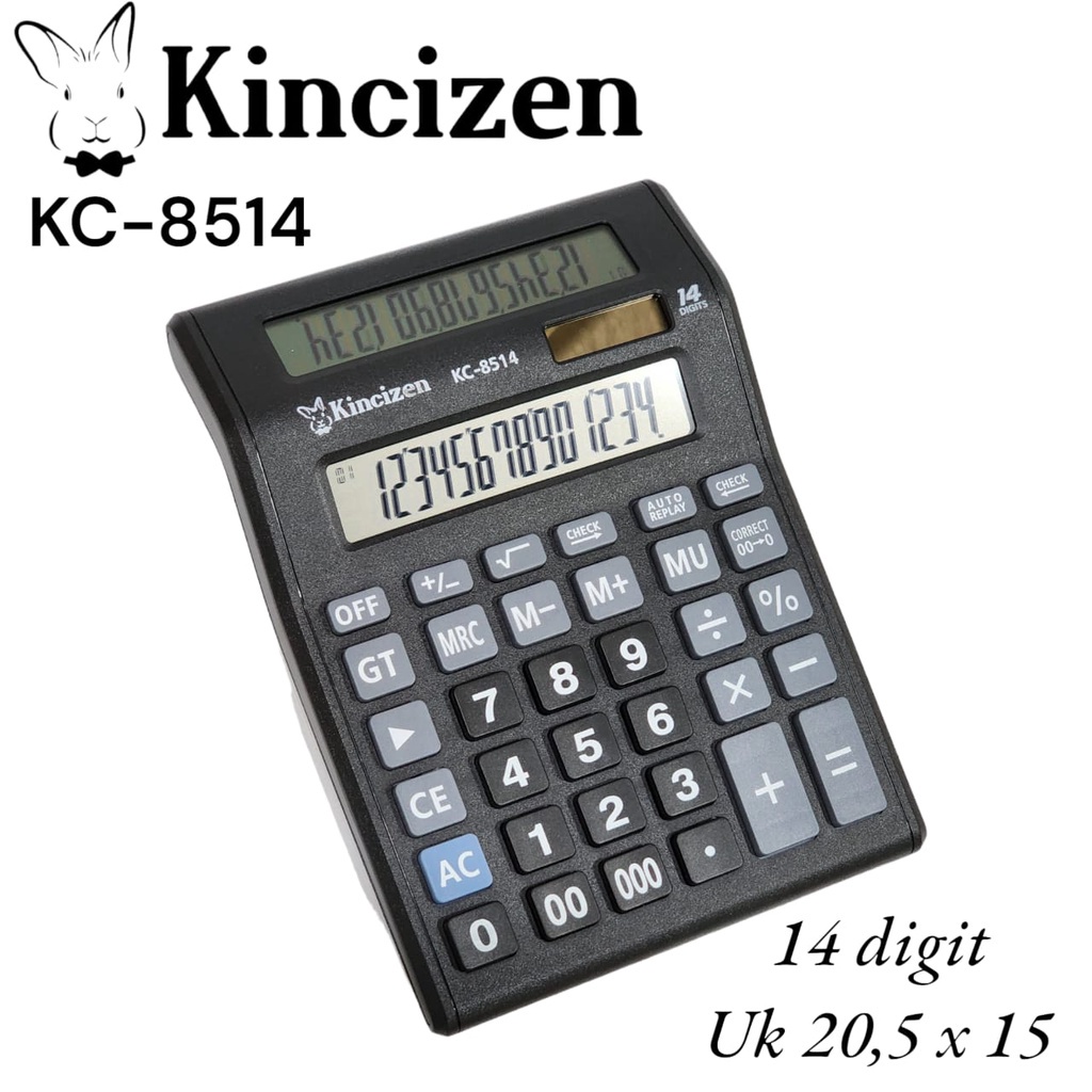 

KALKULATOR DUA LAYAR KINCIZEN KC-8514 SOLAR POWER BATRE AA