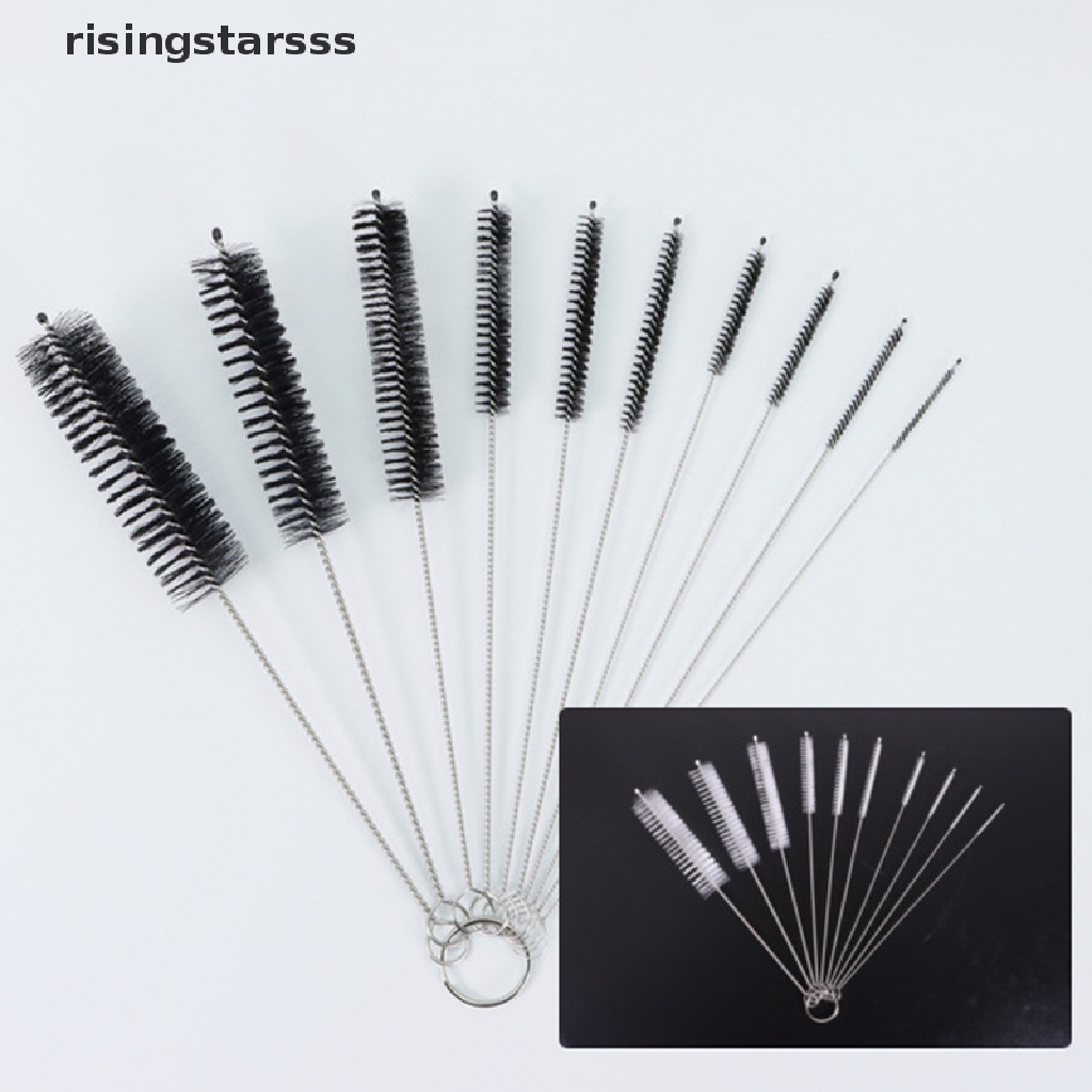 Rsid Span-new Sikat Pembersih Sedotan Rambut Stainless Lembut Set Nylon Bulu Kit Tabung Botol Straw Jelly