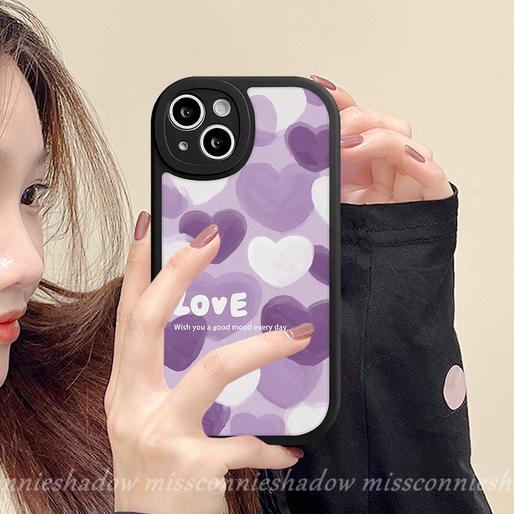 Redmi 10C 9A 9C 10 9T 9 10A Note 11 11s 10s 10Pro 8 9 9Pro 9s 11Pro+8Pro Mi 12 11 Lite 11T POCO X3 NFC Pro M3 Ins Purple Art Paint Pattern Lukisan Minyak Love Hati Tpu Sarung Soft Case