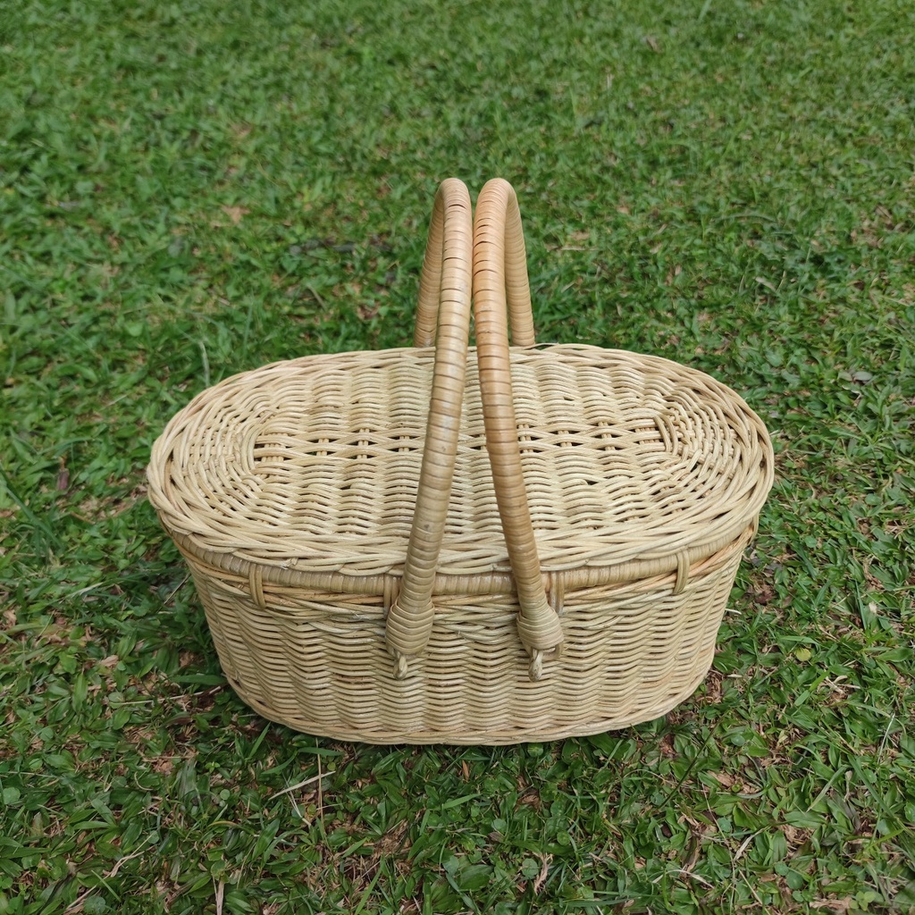 Kerajinan Tangan Rotan - Keranjang Piknik Parsel v3 - 35x20x17cm