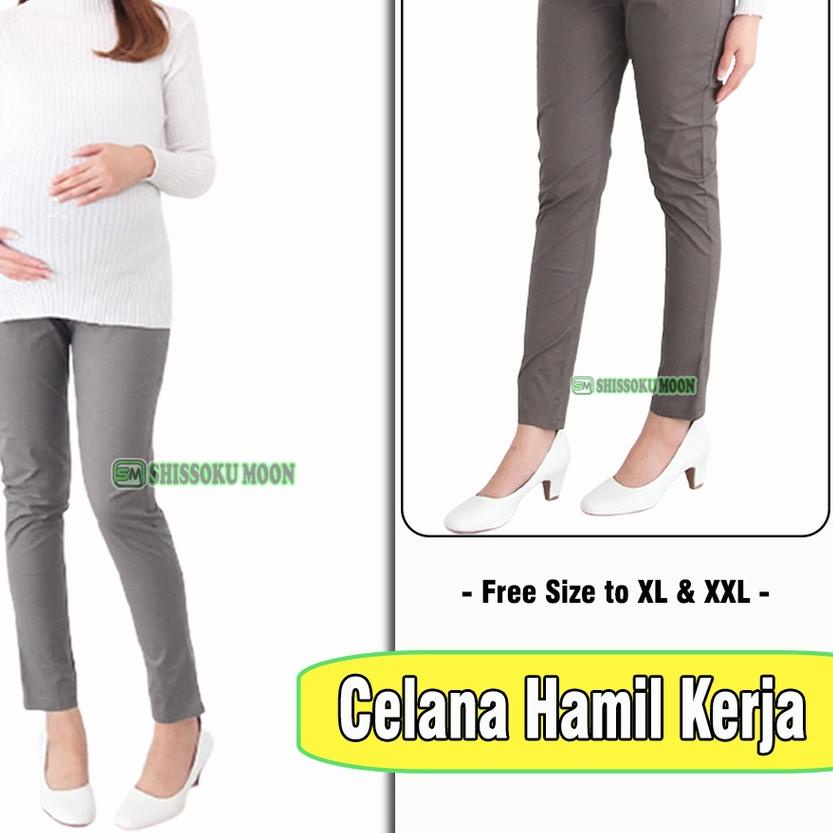 ➲ Celana Hamil Kerja Bahan Katun Adem Dengan Kaos Perut ➢