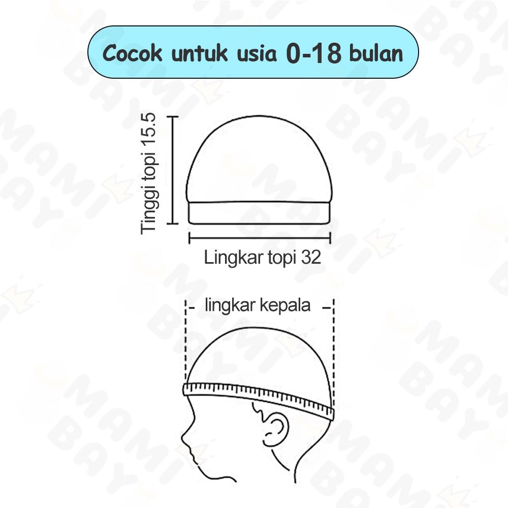 OKEYI Topi Kupluk Bayi Lucu Newborn Usia 0-18 Bulan