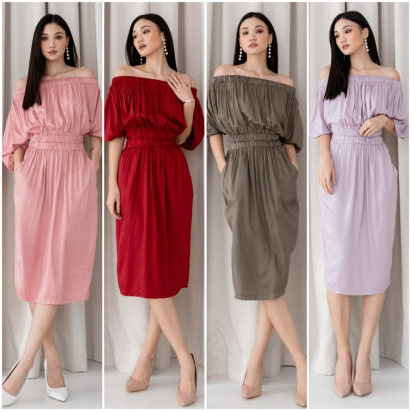 ⚡️ CLEARANCE SALE ♡ PREMIUM ♡ ORIGINAL ! KEYLIE RUBBER SABRINA MIDI DRESS