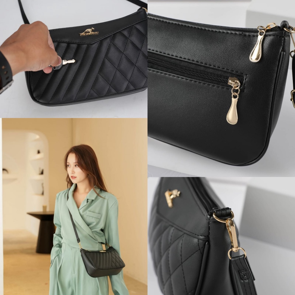 TAS SELEMPANG WANITA RESHNA TA735B5 IMPORT SLING BAG KULIT HITAM BATAM SIMPLE LUCU BRANDED CEWEK MURAH PREMIUM KOREA REMAJA KEKINIAN BAHU SHOULDER