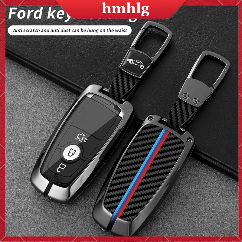 [Tersedia] Ford Ranger Raptor/Wildtrak/XLT/XL Tanpa Kunci Remote Control Zinc Alloy Serat Karbon+Perlindungan TPU Kotak Kunci Mobil