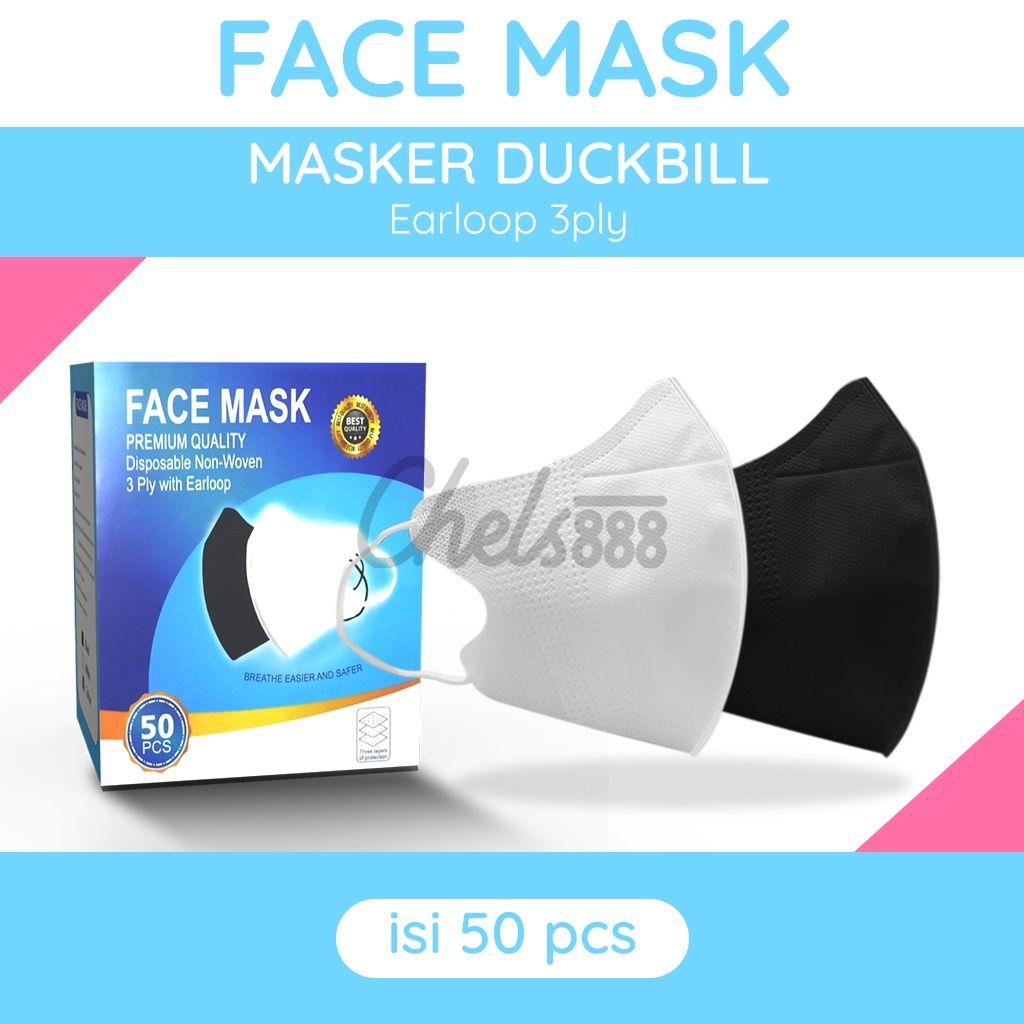Masker Duckbill Earloop 3 ply Facemask isi 50 pcs
