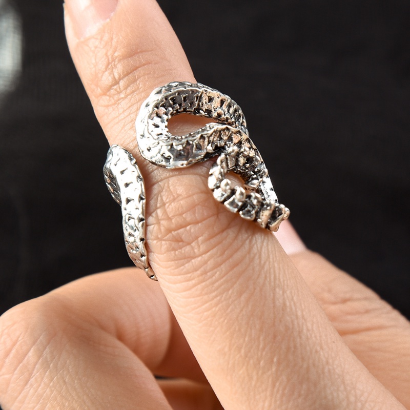 Vintage Ular Cincin Pria Zodiak Ular Jari Cincin Aksesoris Perhiasan Logam Yang Dapat Disesuaikan Mengatasi Pesta Cincin Hias