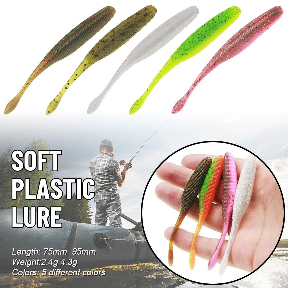 TOP 20pcs/lot Umpan Cacing Pancing Besar Tahan Lama 5warna 75mm-2.4g 95mm-4.3g Renang Capuchin Maggot