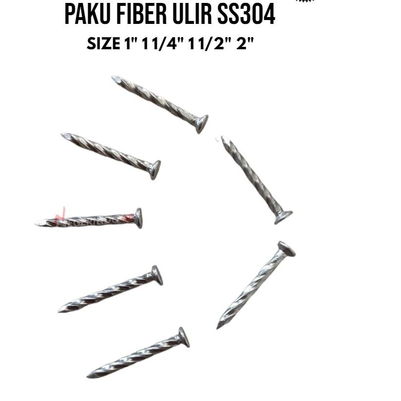 ♧ Paku fiber kapal ss304 1, 1¼, 1½, 2 / paku ulir stainless ss 304 paku ulir paku kayu paku tembok p