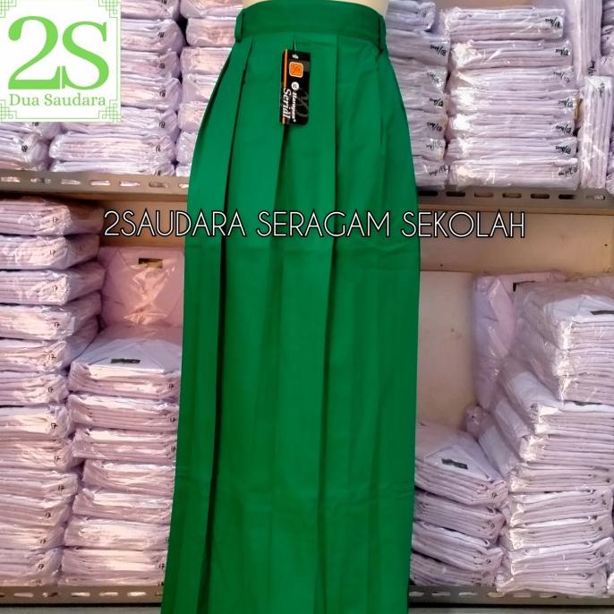 Rok Rempel Panjang Hijau SD/SMP/SMA Seragam Sekolah, Rok Sekolah Hijau