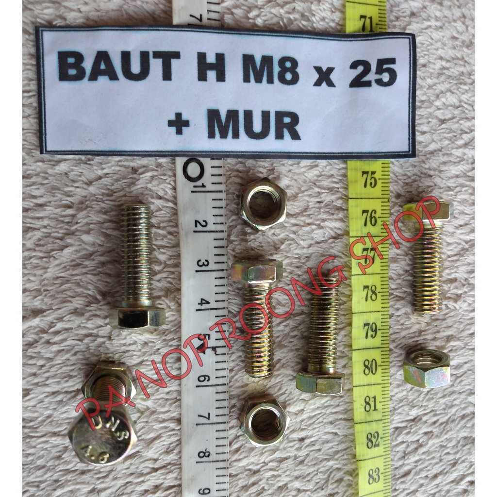 BAUT H M8 x 25 + MUR (1 SET)