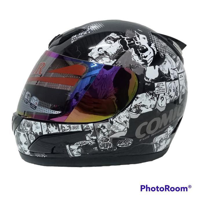 HELM FULL FACE MURAH JPN MOTIF COMIC HELM JPN MURAH SNI
