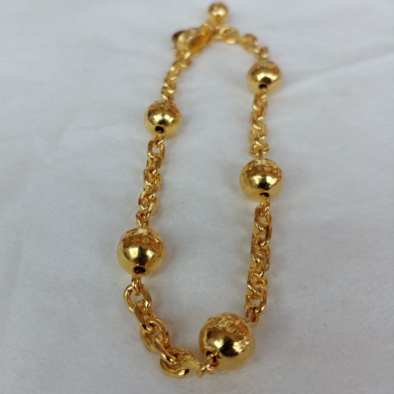 Gelang Rantai Nori Variasi Bola Lapis Emas Kuning 24k