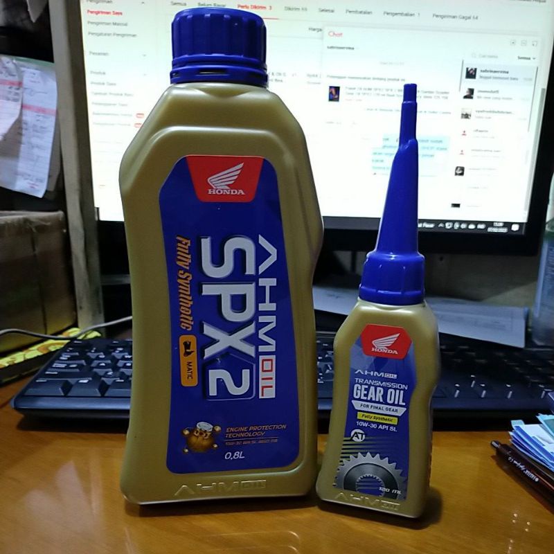 Paket Oli AHM SPX2 SPX 2 800 ml &amp; Oli Gardan Scooter Gear Oil SPX2 120 ml Beat Scoopy Spacy Vario 125 150