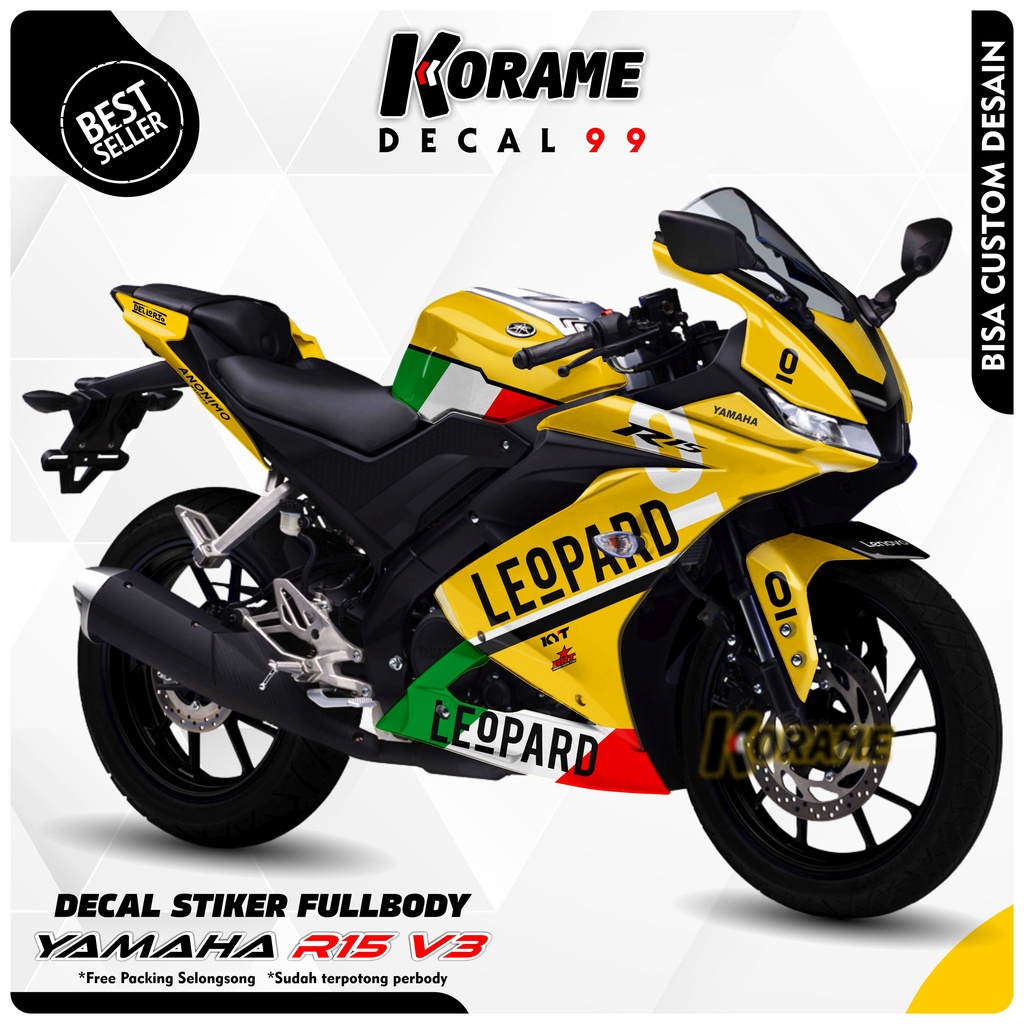 Decal Sticker R15 V3 - Motif Moto Leopardd Deep Yellow Color