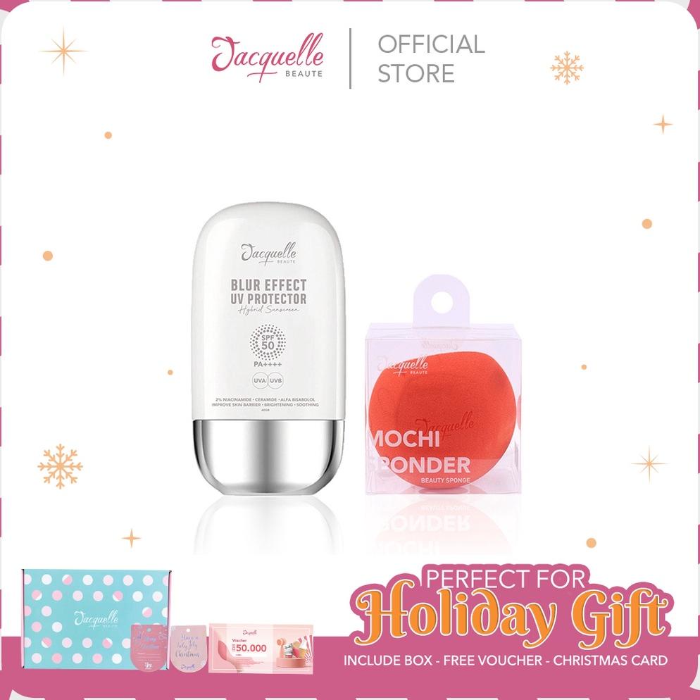 Jacquelle Blur Effect Sunscreen SPF 50 PA++++ and Beauty Sponge Bundle