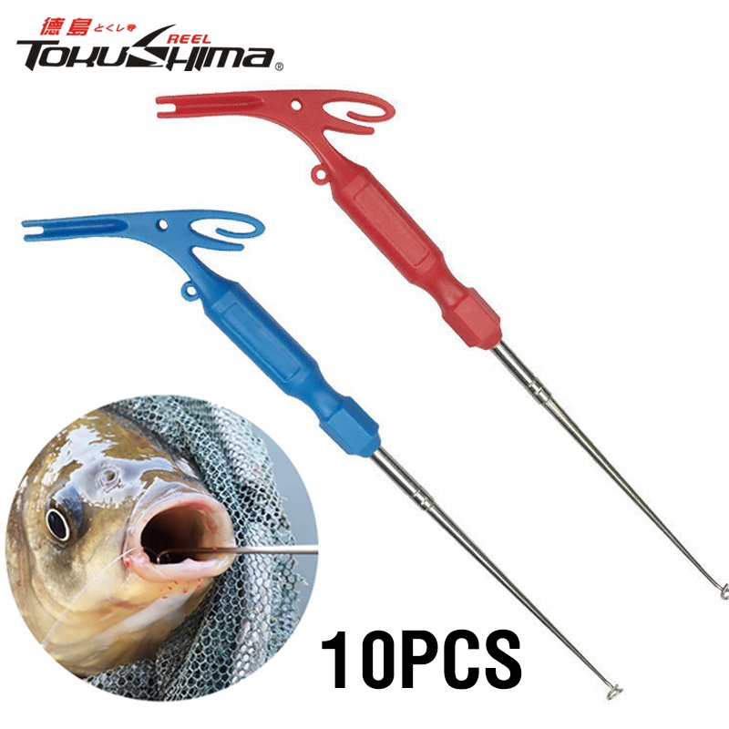 10pcs Handle Hook Remover 3in1 Fishhook Detacher Kait Tingkat Warna Random Simpul Pancing