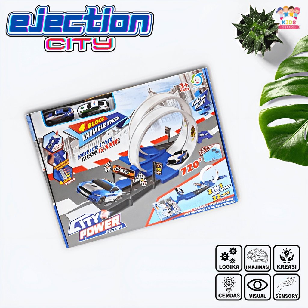 Ejection City 22Pcs | Mainan Anak Laki Laki Jalur Mobil Mobilan | Hadiah Ulang Tahun Anak Cowok