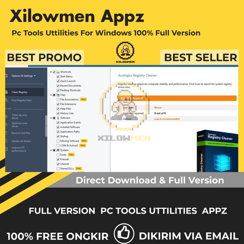 [Full Version] Auslogics Registry Cleaner Professional Pro PC Tools Software Utilities Lifetime Win OS