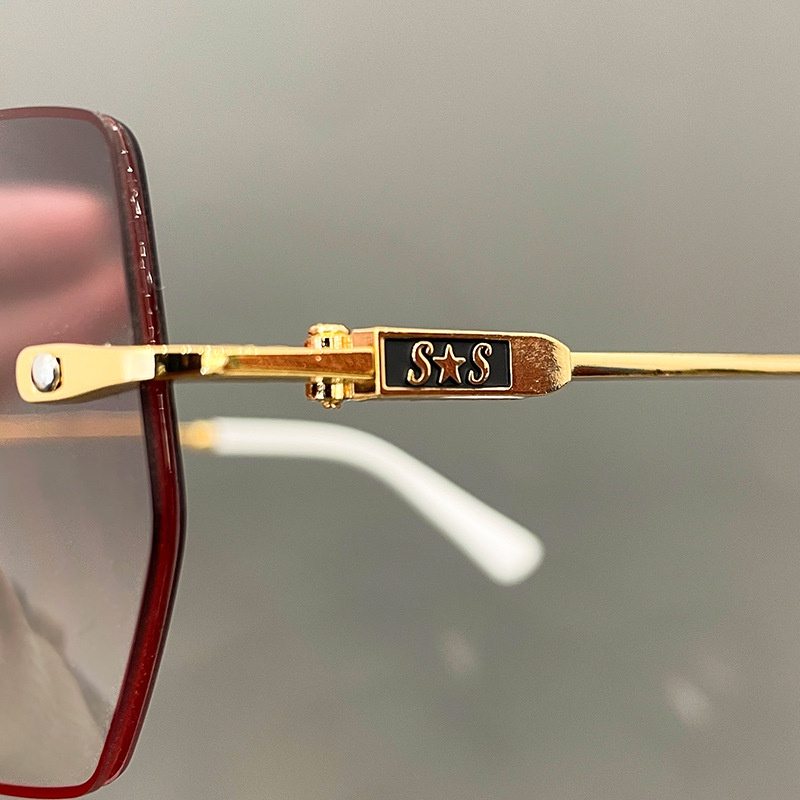 (YUZHU) Desain Mode Baru Frameless Poligonal Baca Kacamata Bingkai Logam Anti Cahaya Biru HD PC Gradien Membaca Eyeglasses