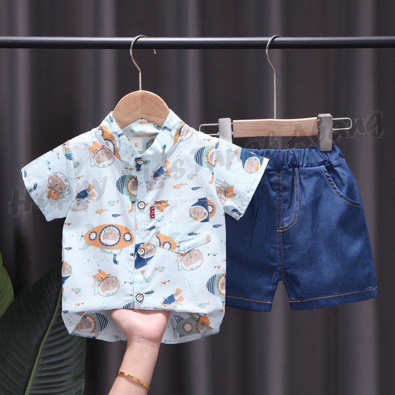 COD KEMEJA ANAK LAKI-LAKI IMPORT / SETELAN KEMEJA ANAK / PAKAIAN ANAK LAKI LAKI KEREN / GROSIR BAJU ANAK ASTRONOT 0-4TAHUN