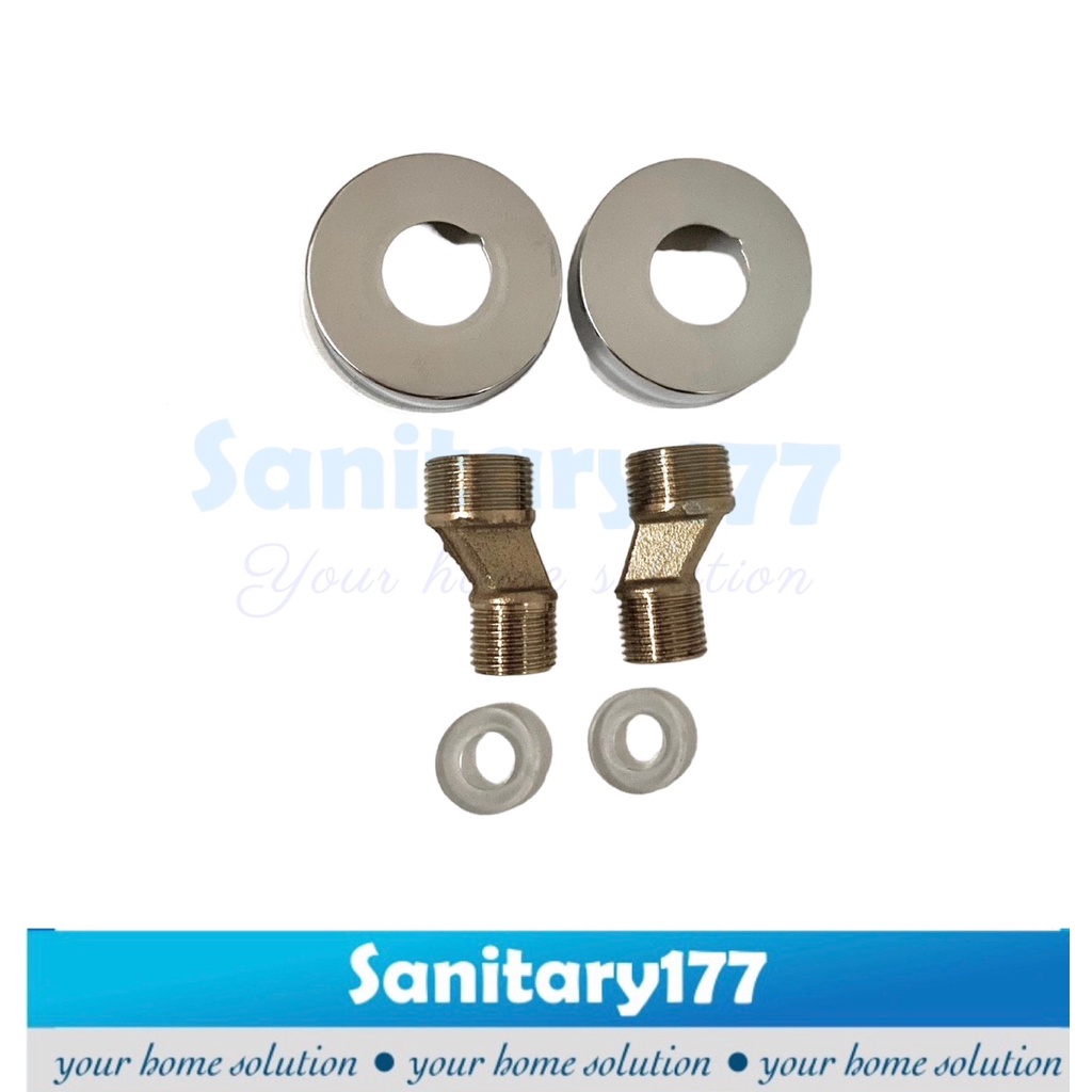 Double nepel SET Bathtub panas dingin Kuningan- sambungan naple keran air fiiting 3/4 ke 1/2 utk kran hot cold spare part/F20