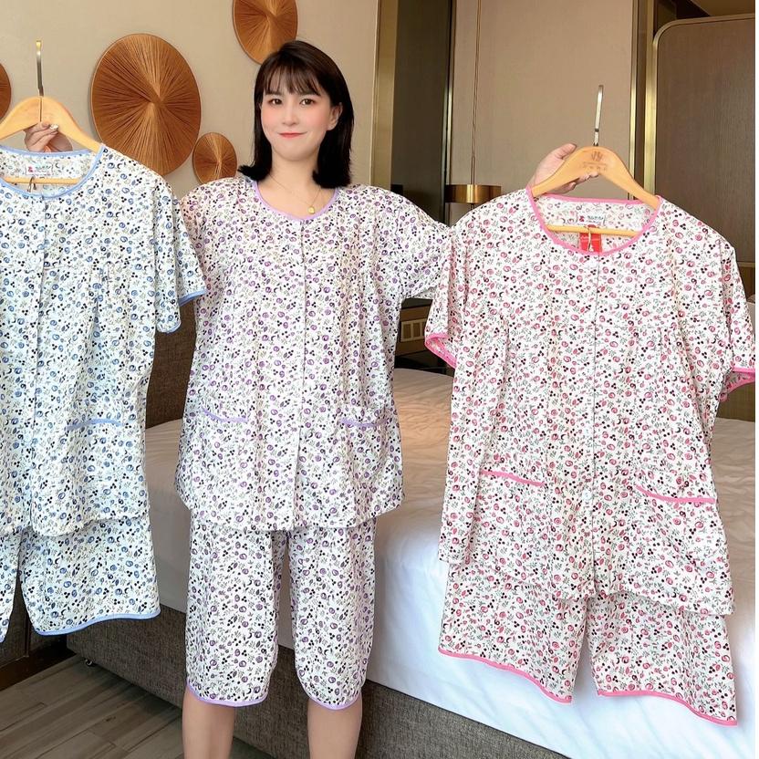 ➸ stelan baju tidur super jumbo ld -150 clna 3/4 saku depan new kekinian ❄