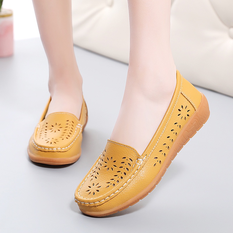 FOKU Sepatu Flat Wanita Sepatu Kulit Wanita Flatshoes Karet