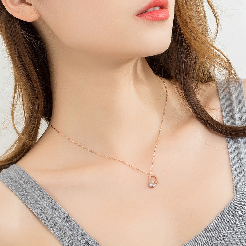 Kalung Titanium Wanita Model D Mata Anti Pudar harga grosir bayar di tempat