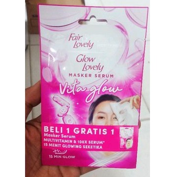 Fair n lovely vita glow (Buy One Get Free) serum sheet mask 20gr | FairLovely | Masker wajah