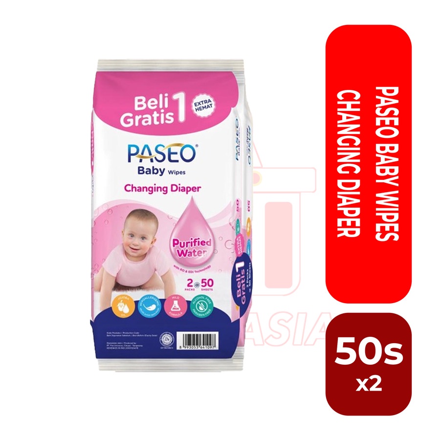 Paseo Baby Wipes Changing Diaper Beli 1 Gratis 1-Pink