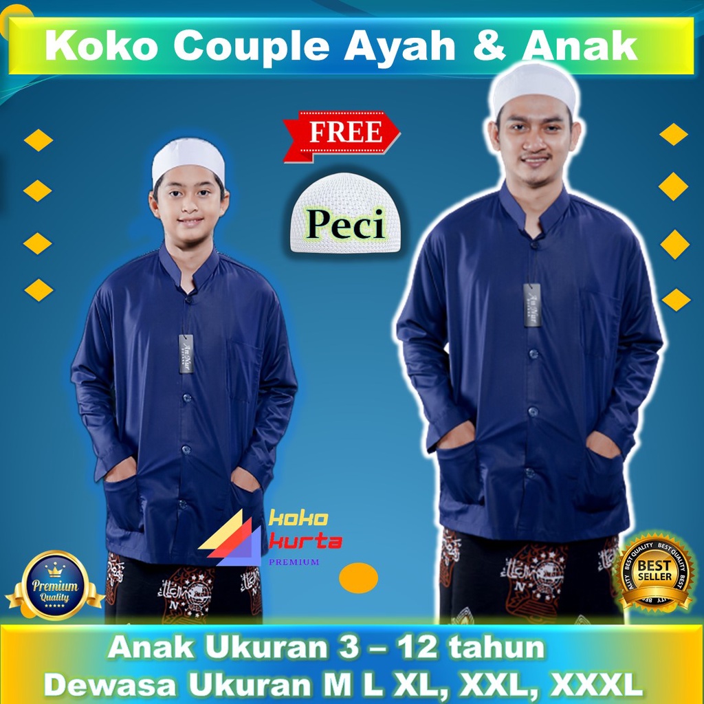 Pakaian Baju Bsju Atasan Hem Koko Kokoh kurta Couple Cople Kople Kouple Samaan Kembaran Ayah Pria Da