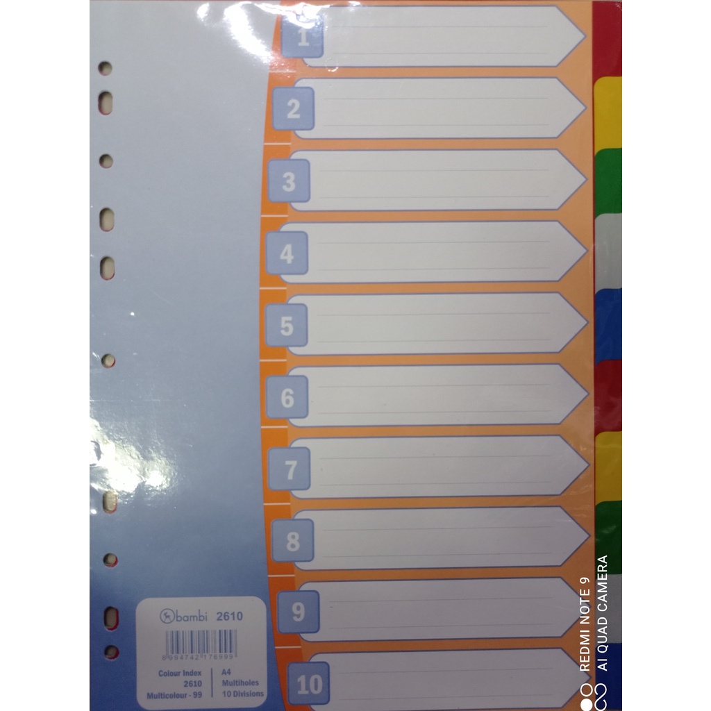 

Terlaris ✨ -Pembatas file /Divider Bambi A4 2610 10 warna /plastik- 2.2.23